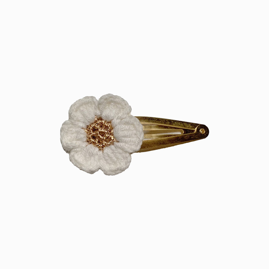 Knit Daisy Gold Hair Clip Set