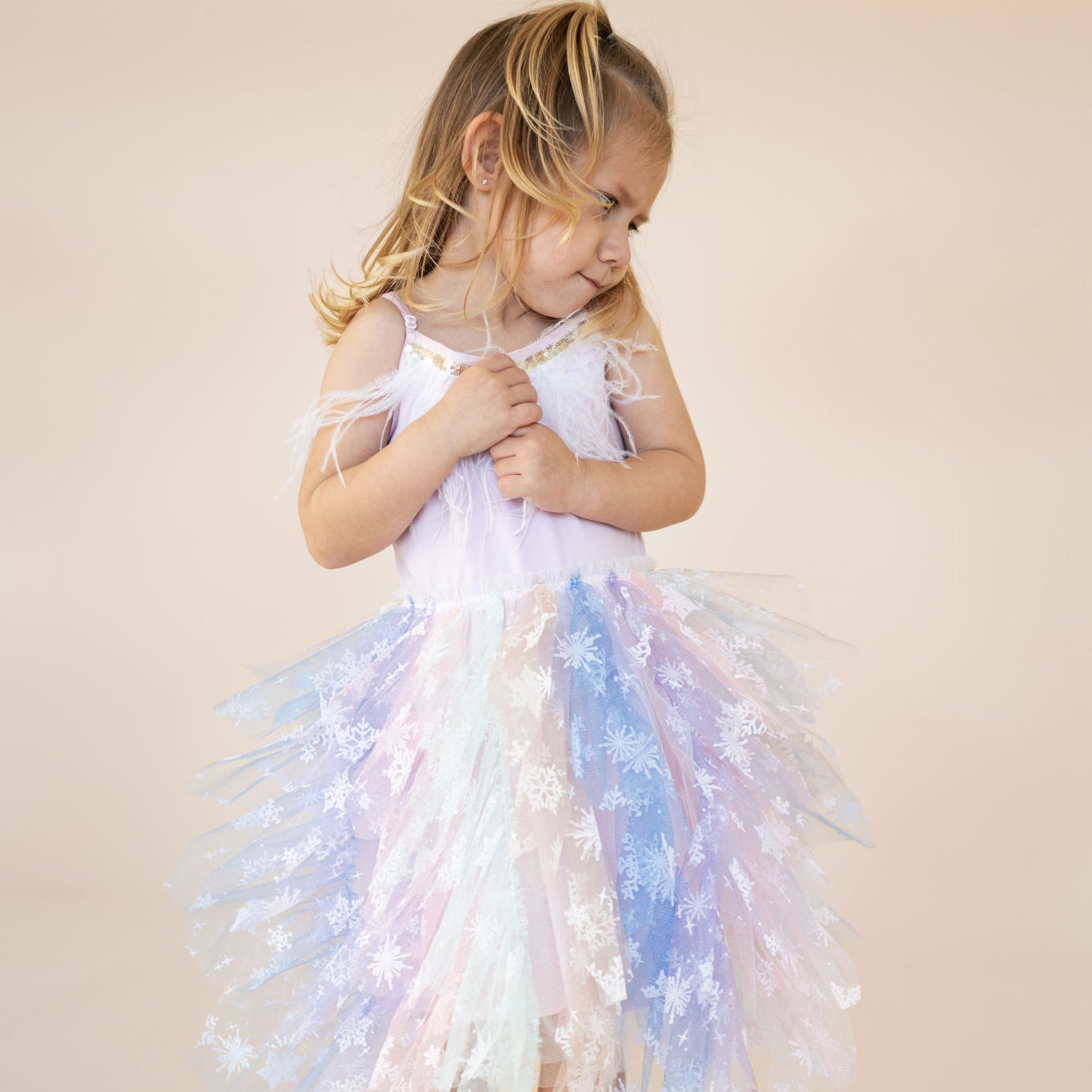 Fur Waved Tutu Dress